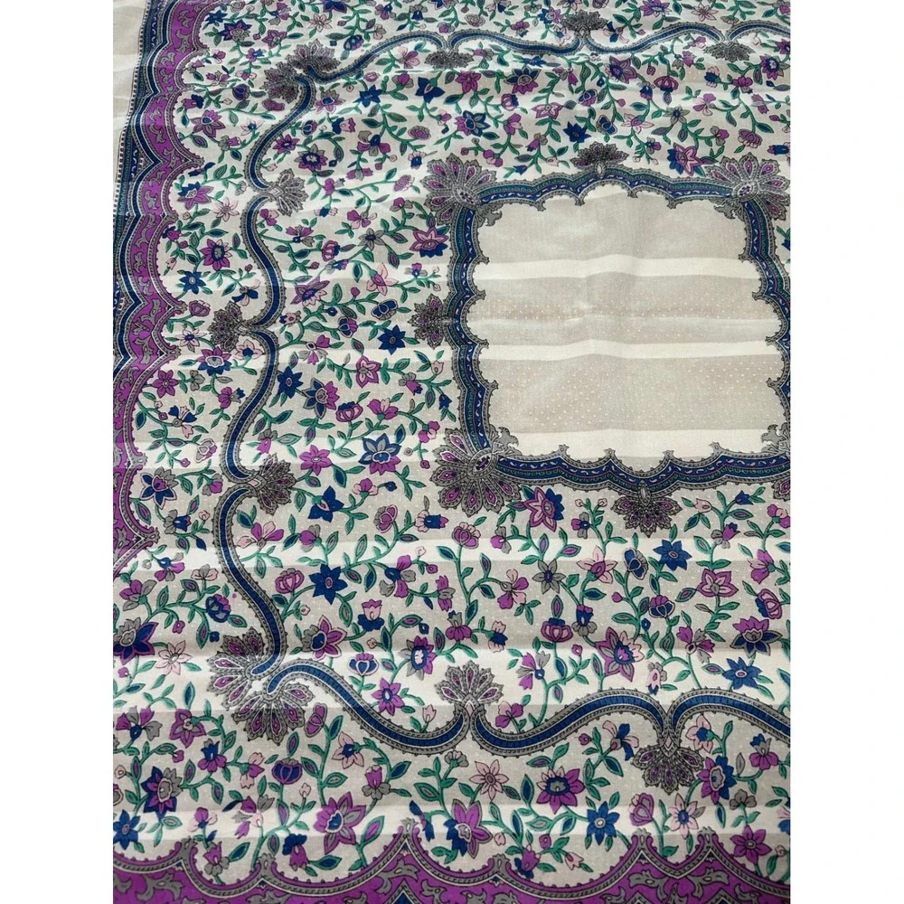 Vintage Floral Paisley Square Scarf Cottagecore Victorian Boho Tea Party Garden
